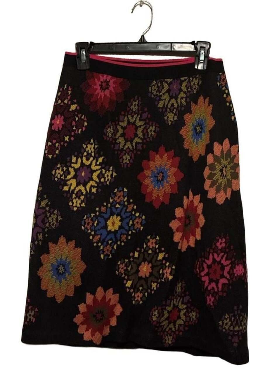 Maeve by Anthropologie Skirt Size Large Floral Knit Midi Black Boho